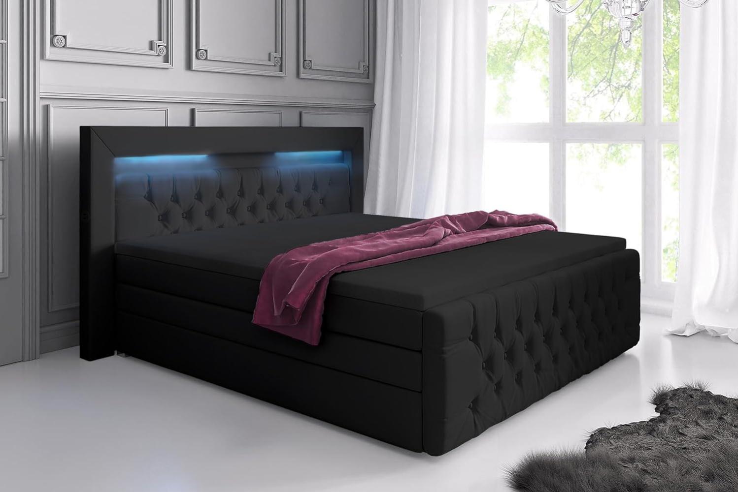 Boxspringbett Sonno mit LED, USB und Stauraum 180x200 H3 Weiß Bild 1