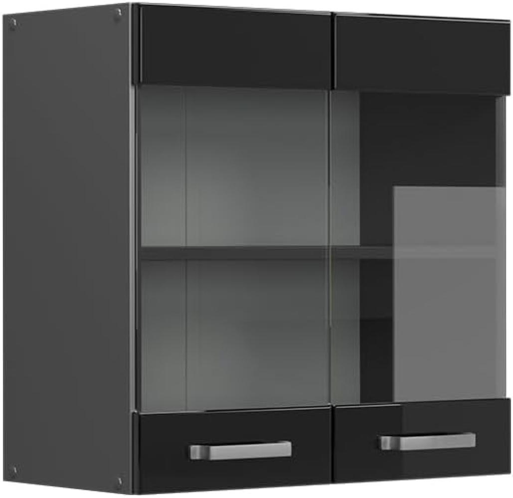 Vicco Glashängeschrank R-Line, Schwarz Hochglanz/Anthrazit, 60 cm Bild 1