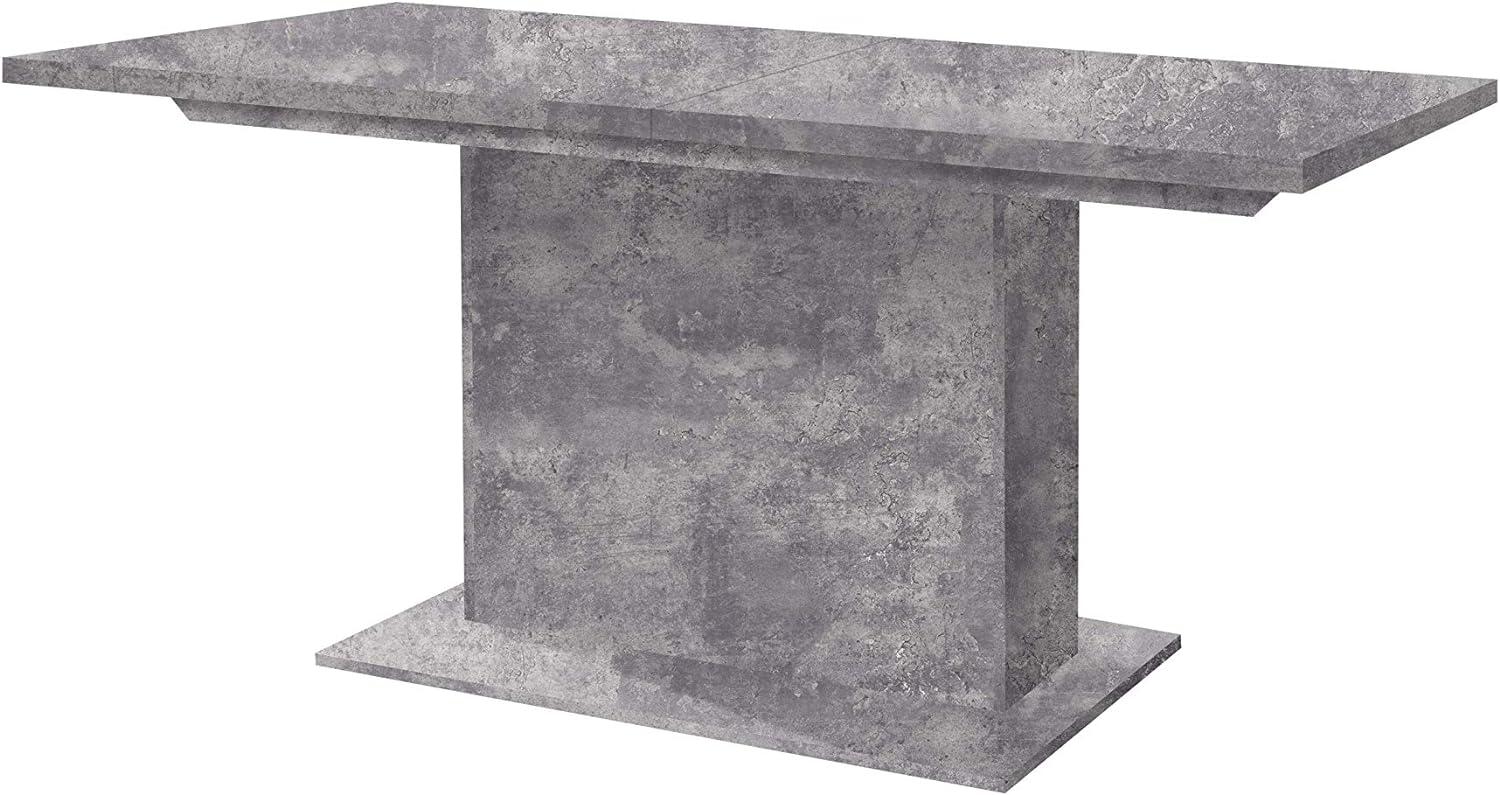 FORTE Dining Tables Esstisch ausziehbar, Holzwerkstoff, Betonoptik Lichtgrau, 90 x 160 x 76,6 cm Bild 1