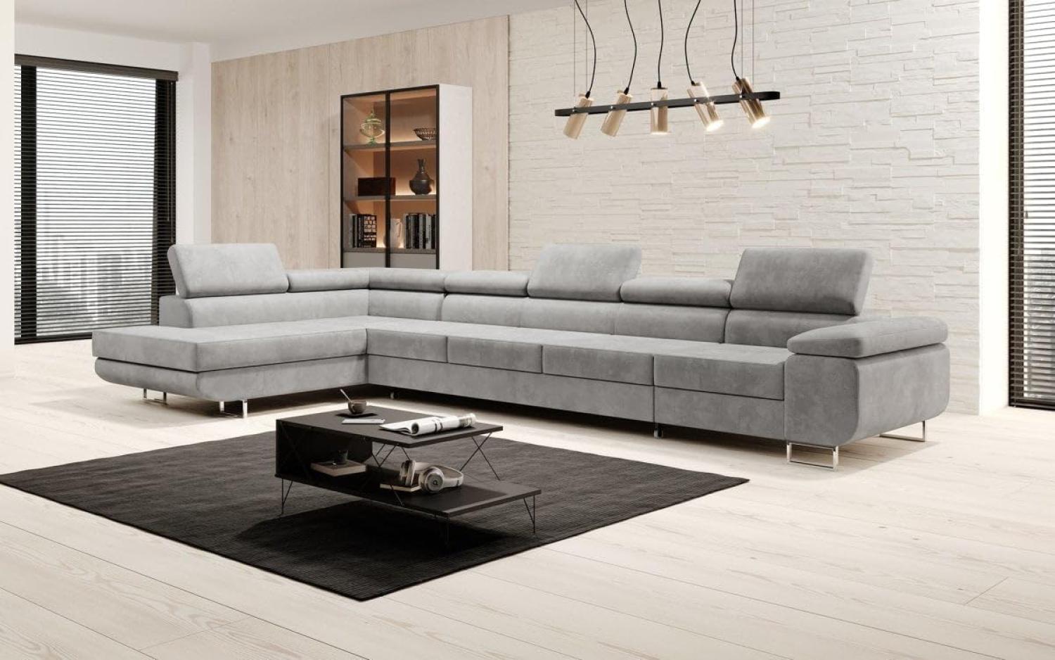 Designer Sofa Maxi mit Schlaf und Klappfunktion Hellgrau Links Bild 1