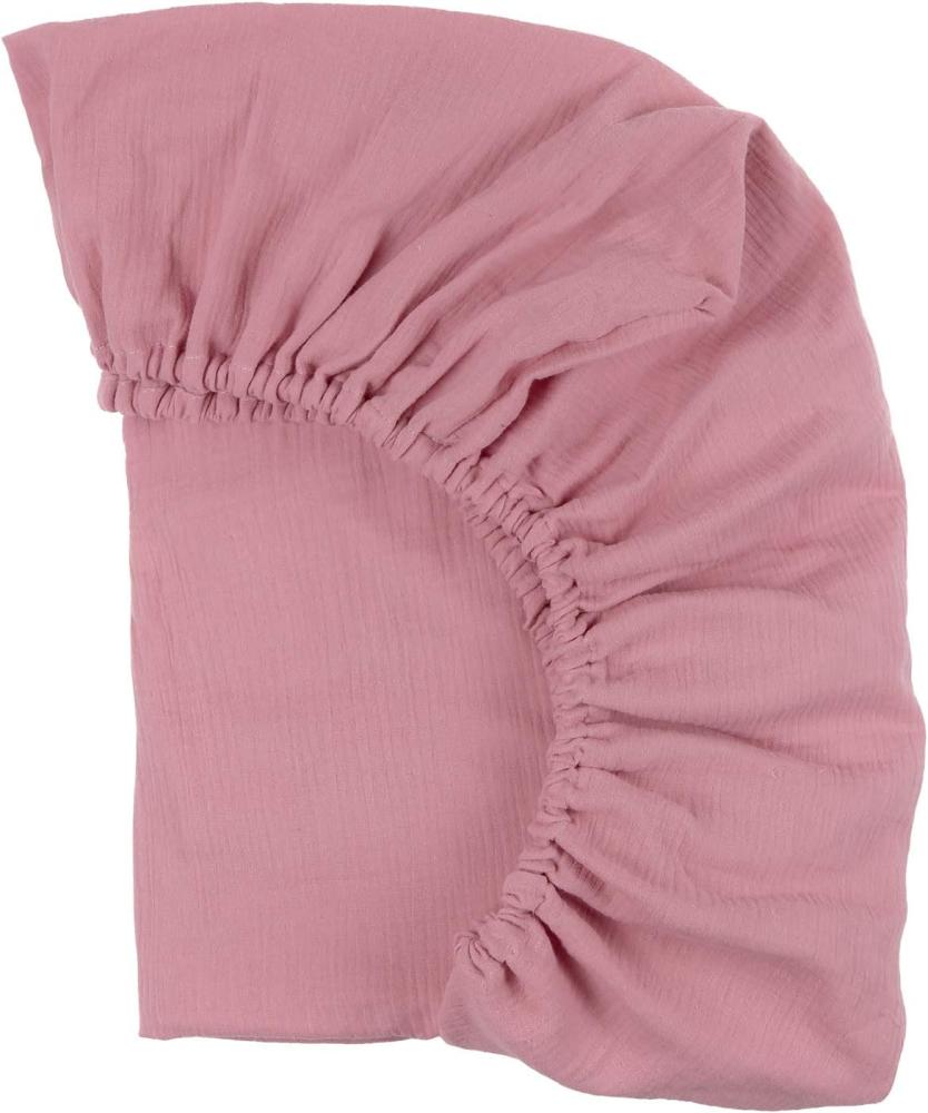KraftKids Spannbettlaken Musselin Musselin rosa aus 100% Baumwolle in Größe 140 x 70 cm, handgearbeitete Matratzenbezug gefertigt in der EU Bild 1