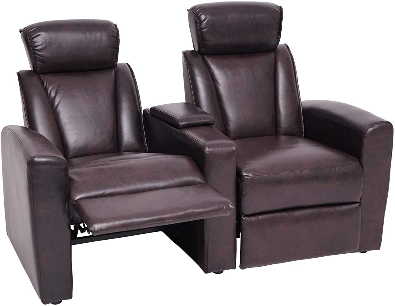2er Kinosessel HWC-H30, Relaxsessel Fernsehsessel Zweisitzer Sofa, Staufach Soft Touch Kunstleder ~ braun Bild 1