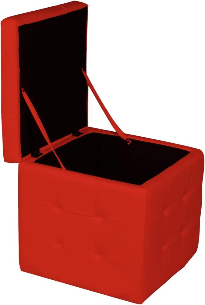 Dmora Pouf-Behälter aus Kunstleder, rote Farbe, 45 x 47 x 45 cm Bild 1