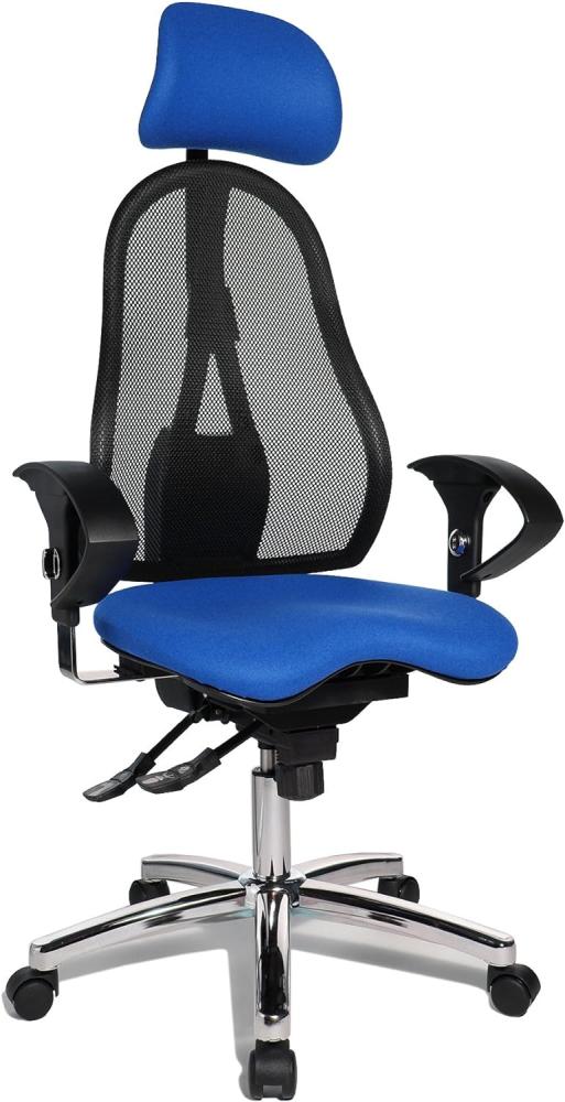 Topstar Sitness 45, Fitness-Drehstuhl, Bürostuhl, Schreibtischstuhl, inklusive höhenverstellbare Armlehnen und Kopfstütze, blau Bild 1