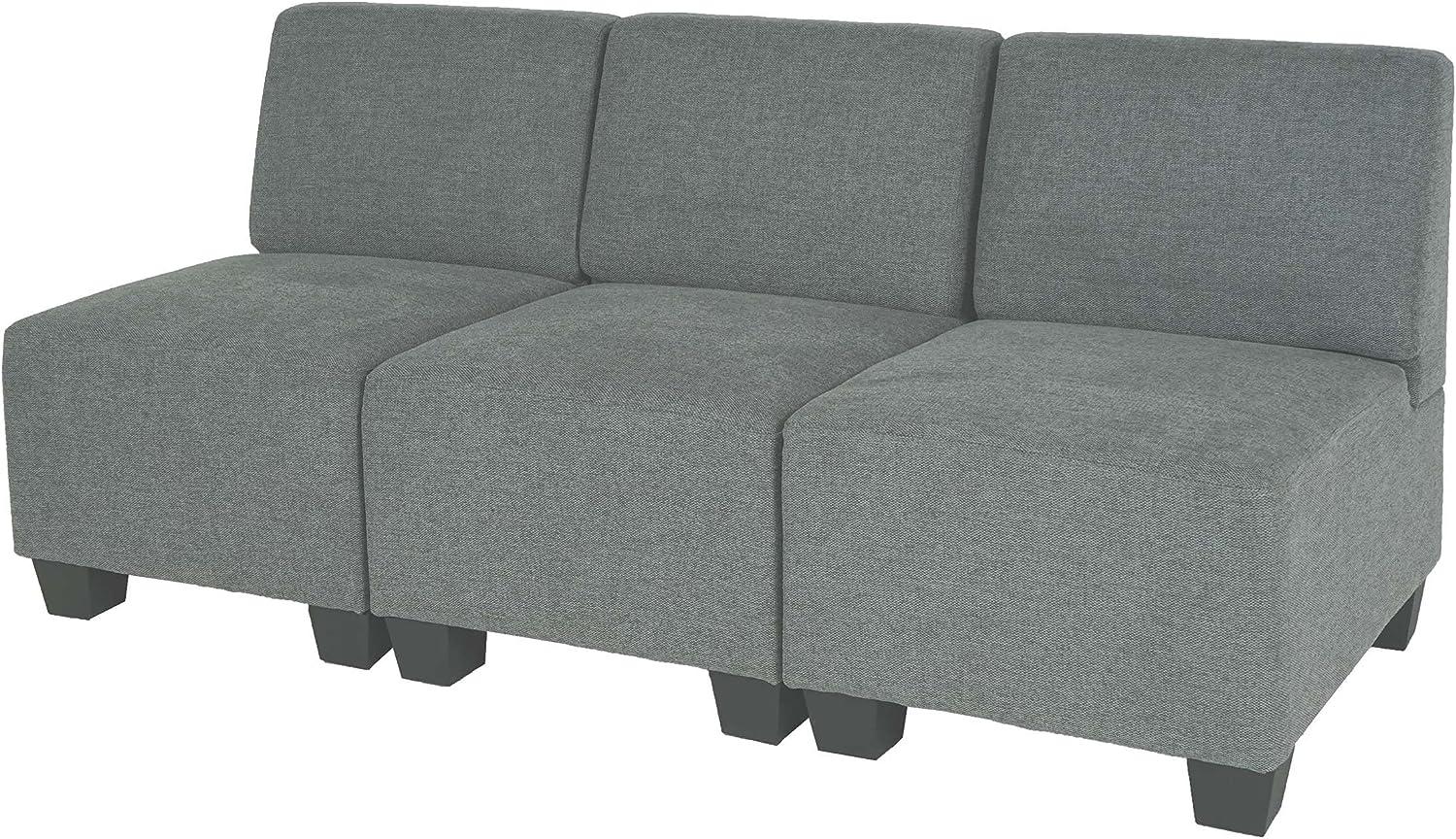 Modular 3-Sitzer Sofa Couch Lyon, Stoff/Textil ~ grau, ohne Armlehnen Bild 1