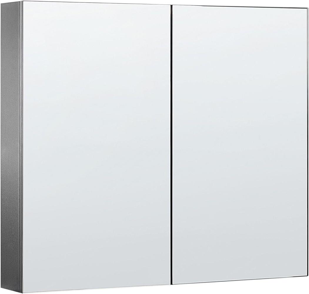 Bad Spiegelschrank schwarz silber 80 x 70 cm NAVARRA Bild 1