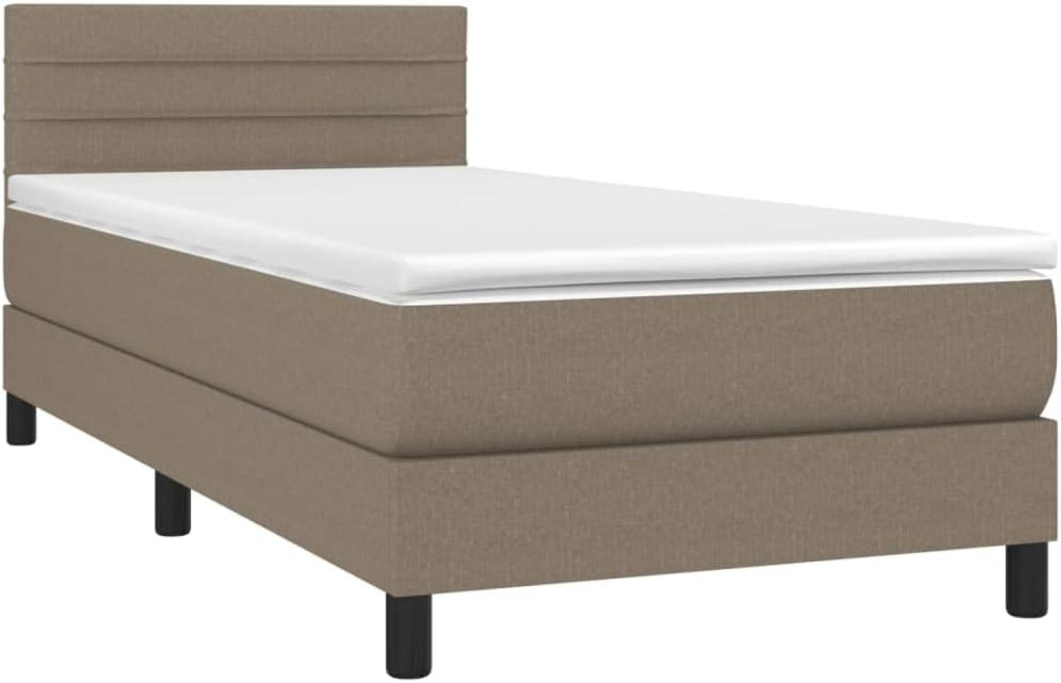 vidaXL Boxspringbett mit Matratze & LED Taupe 100x200 cm Stoff Bild 1