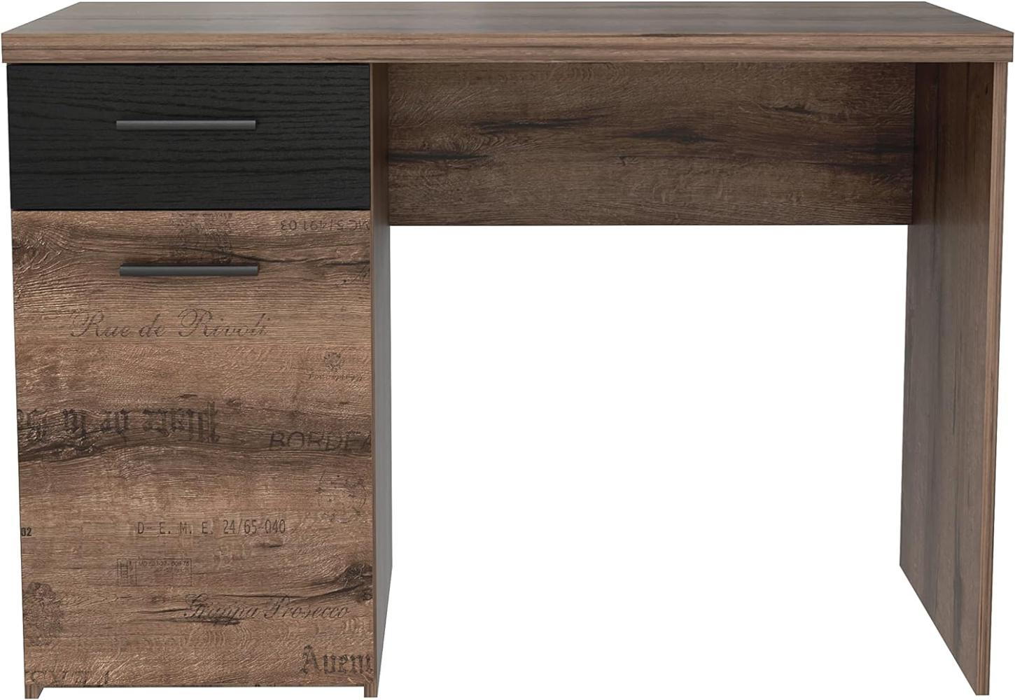 FORTE Jacky Schreibtisch, Holzwerkstoff, Braun/Schwarz, 110 x 76,5 x 52,7 cm Bild 1