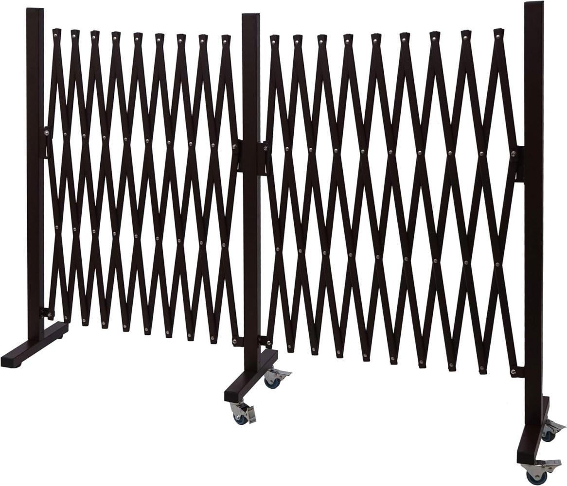 Absperrgitter HWC-B34, Zaun Scherengitter Trenngitter, Alu ausziehbar Laufrollen braun ~ Höhe 109cm, Breite 60-530cm Bild 1