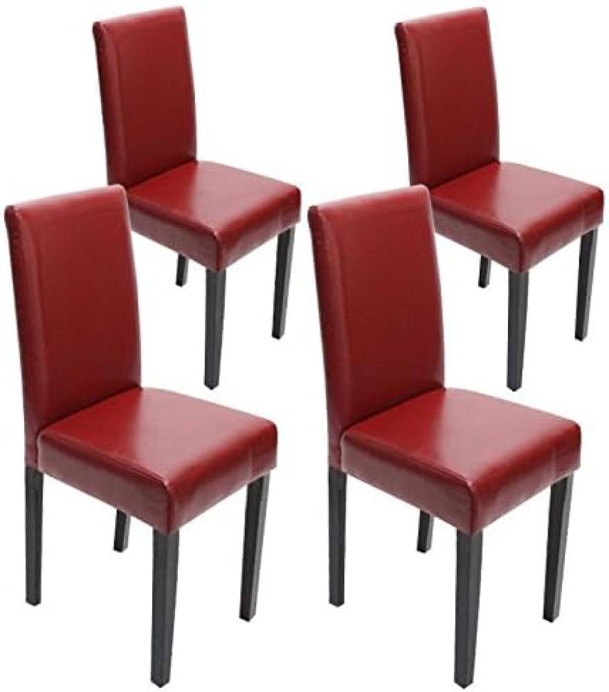 4er-Set Esszimmerstuhl Stuhl Küchenstuhl Littau ~ Leder, rot dunkle Beine Bild 1