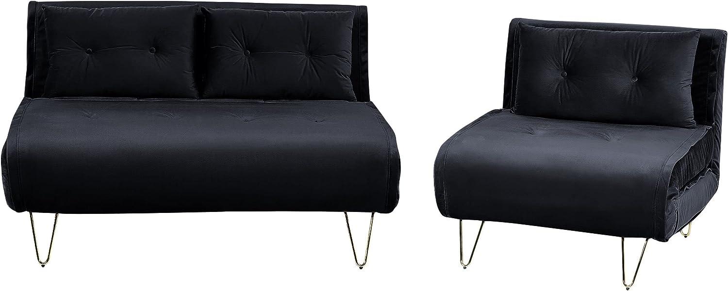 Sofa Set Samtstoff schwarz 3-Sitzer VESTFOLD Bild 1