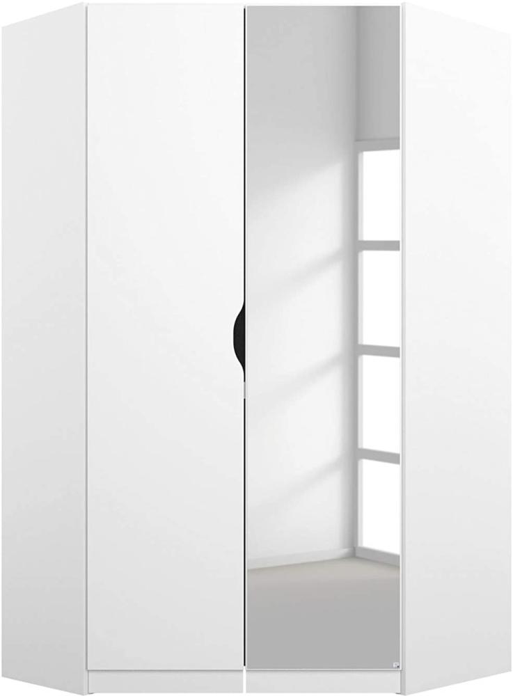 Rauch Möbel Alvara Eckschrank Kleiderschrank Schrank in Weiß mit Spiegel 2-türig inklusive Zubehörpaket Basic 2 Kleiderstangen, 5 Einlegeböden BxHxT 117x197x104 cm Bild 1