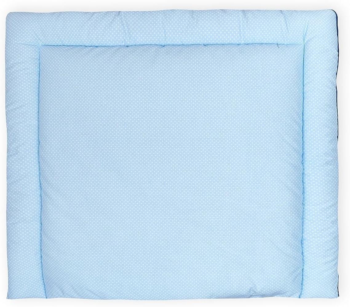 KraftKids Wickelauflage in weiße Punkte auf Hellblau, Wickelunterlage 78x78 cm (BxT), Wickelkissen Bild 1