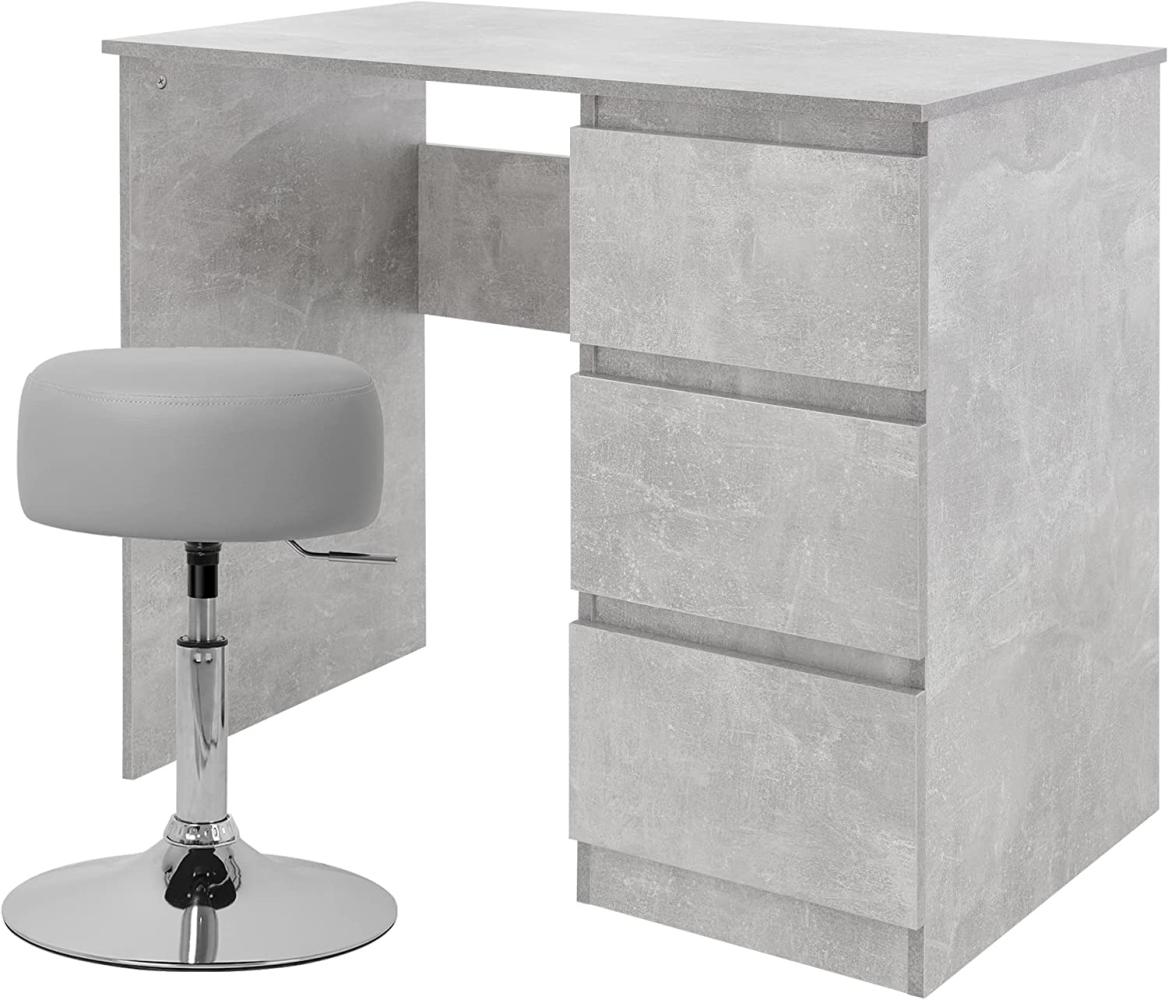 Schreibtisch mit Sitzhocker 90x76x50 cm Grau aus Holz ML-Design Bild 1