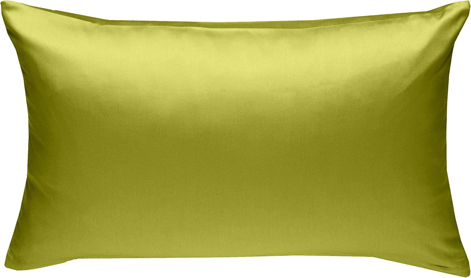 Bettwaesche-mit-Stil Mako-Satin / Baumwollsatin Bettwäsche uni / einfarbig grün Kissenbezug 40x60 cm Bild 1