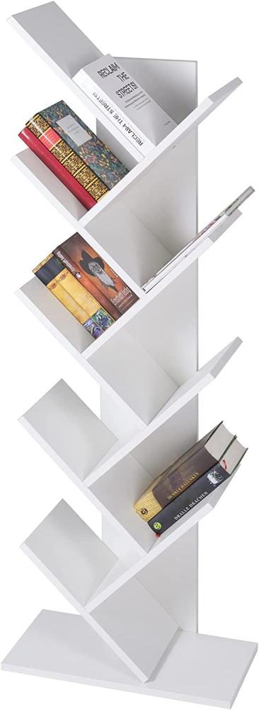 ML-Design Bücherregal Weiß mit 8 Ebenen in Bauform 50x25x140 cm aus Spanplatte und Melaminfurnier Bild 1
