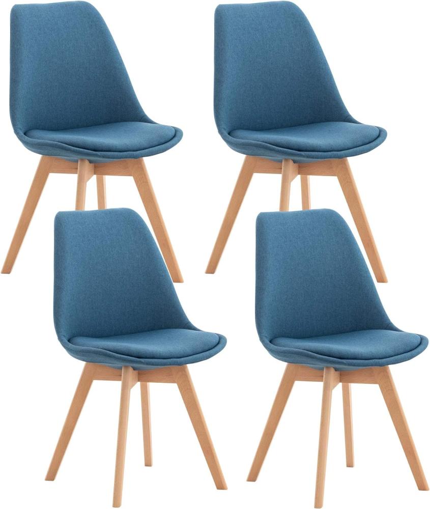 4er Set Stuhl Linares Stoff blau Bild 1