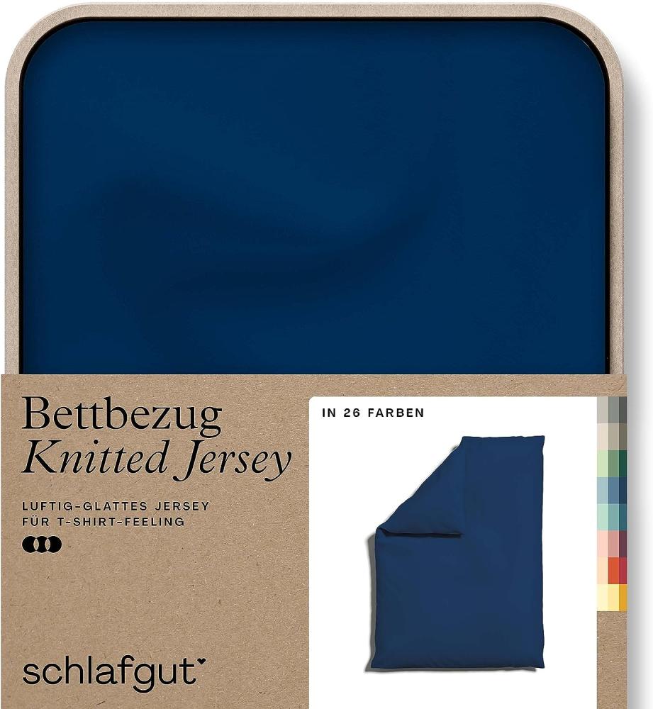 Schlafgut Knitted Jersey Bettwäsche | Bettbezug einzeln 135x200 -140x200 cm | blue-deep Bild 1