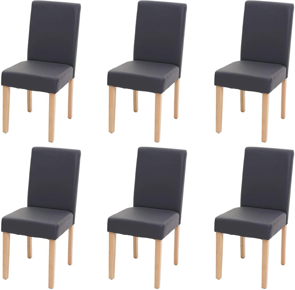 6er-Set Esszimmerstuhl Stuhl Küchenstuhl Littau ~ Kunstleder, grau matt, helle Beine Bild 1