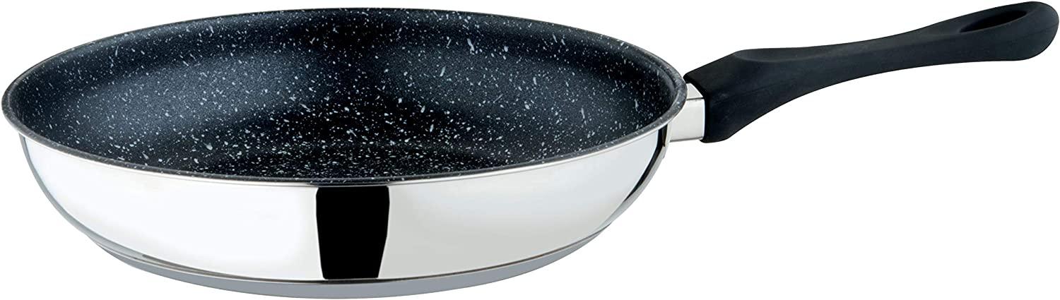 Mepra Fantasia Skillet-28cm, Stainless Steel, Stir Fry Pan with Eterna Stone Coating, Bakelite Handle | Kitchen Cookware, 28 CM Skillet, Black Bild 1