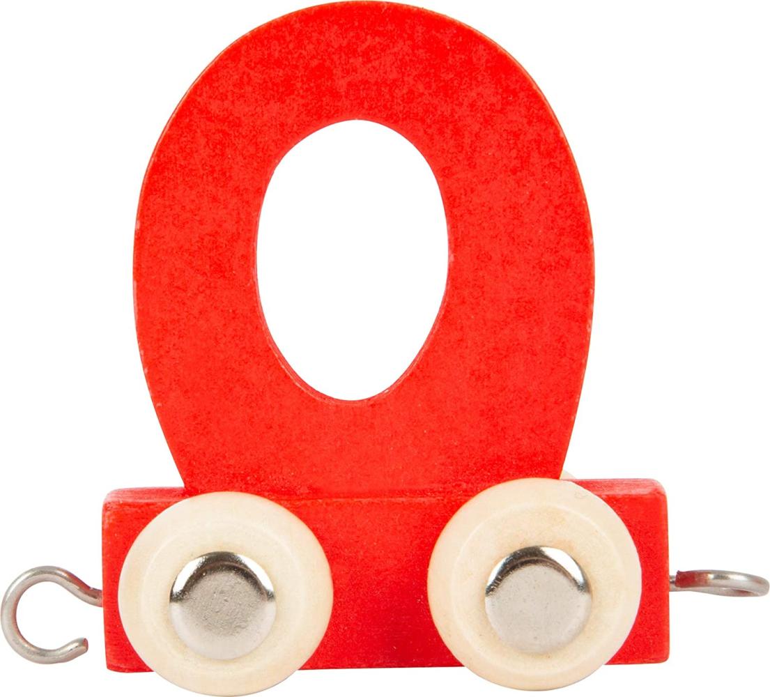 Buchstabenzug bunt | bunte Lok - farbige Waggons | Wunschname zusammenstellen | Holzeisenbahn | EbyReo® Namenszug aus Holz | personalisierbar | auch als Geschenk Set (Farbe Rot, Buchstabe O) Bild 1