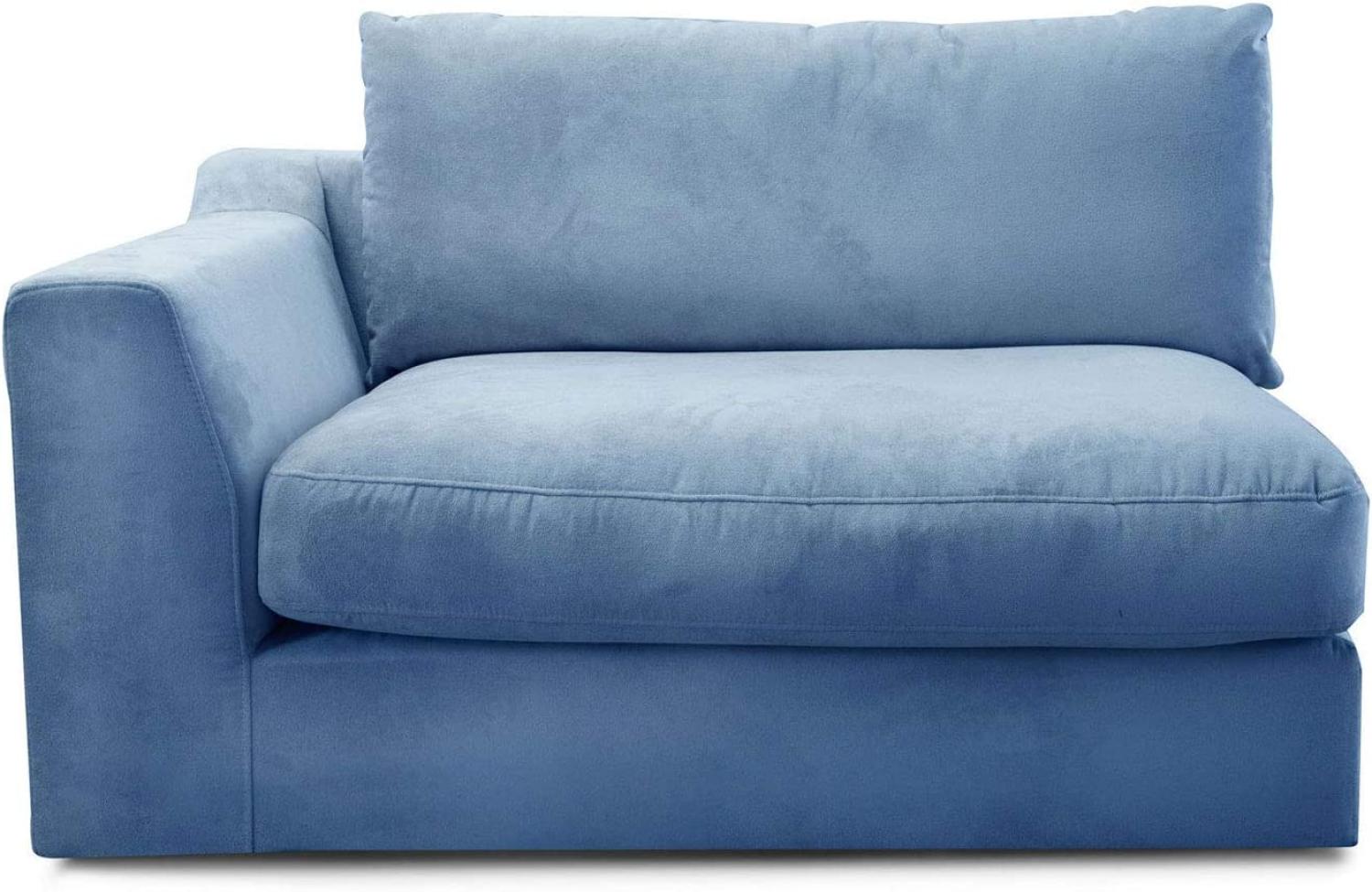 CAVADORE Sofa-Modul "Fiona"mit Armteil links / individuell kombinierbar als Ecksofa, Big Sofa oder Wohnlandschaft / 138 x 90 x 112 / Webstoff hellblau Bild 1