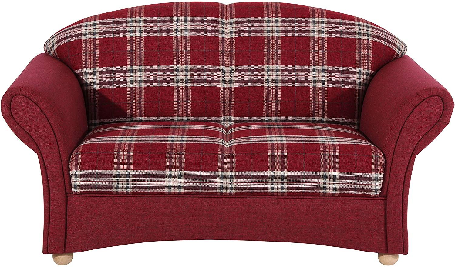 Corona Sofa 2-Sitzer Flachgewebe Rot Buche Natur Bild 1