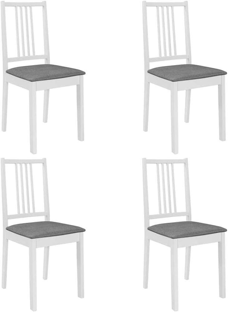 vidaXL Esszimmerstühle mit Polstern 4 Stk. Weiß Massivholz [247637] Bild 1
