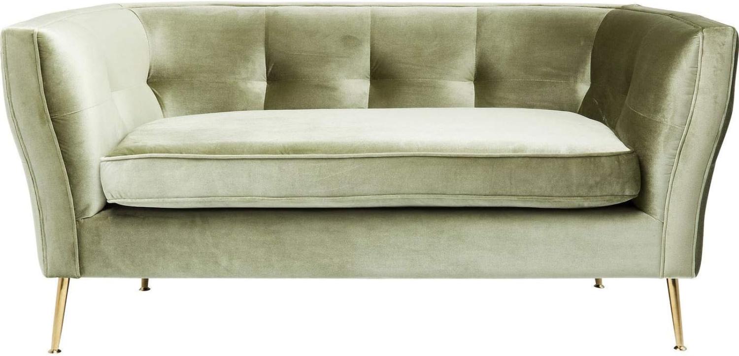 Kare Design Rimini, 2-Sitzer Sofa, Kiefer Massivholz, Grün, Sitzhöhe 47cm, Samt Look, Mid-Century Look, Couch, Wohnzimmer, (H/B/T) 76x170x86cm Bild 1