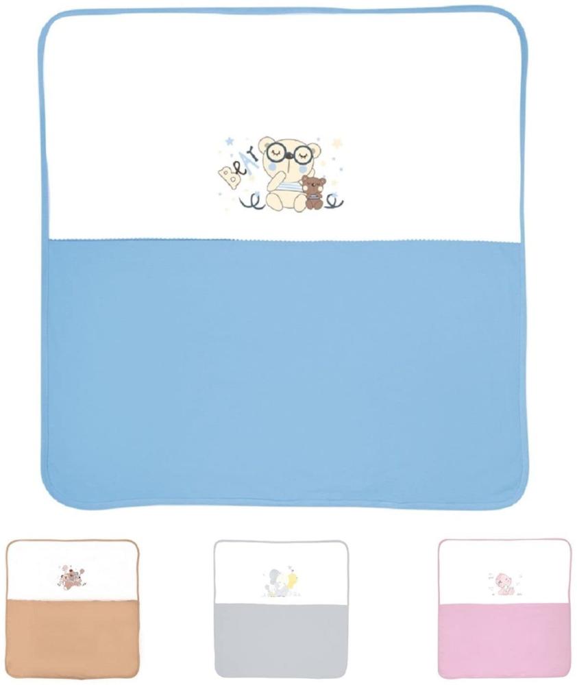 Lorelli 'Za Za' Baby-Baumwolldecke 90 x 90 cm blau/weiß Bild 1