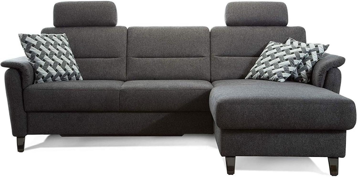 Cavadore Schlafsofa Palera mit Federkern / L-Form Sofa mit Bettfunktion / 244 x 89 x 164 / Stoff Dunkelgrau Bild 1