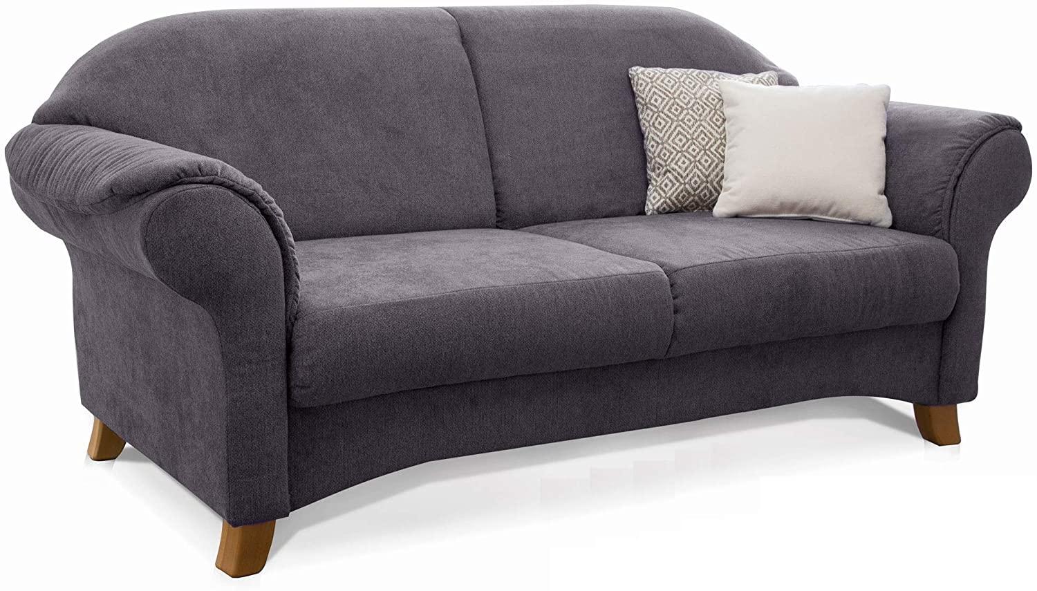 Cavadore 2-Sitzer Sofa Maifayr mit Federkern / Moderne 2-sitzige Couch im Landhausstil mit Holzfüßen / 164 x 90 x 90 / grau Bild 1
