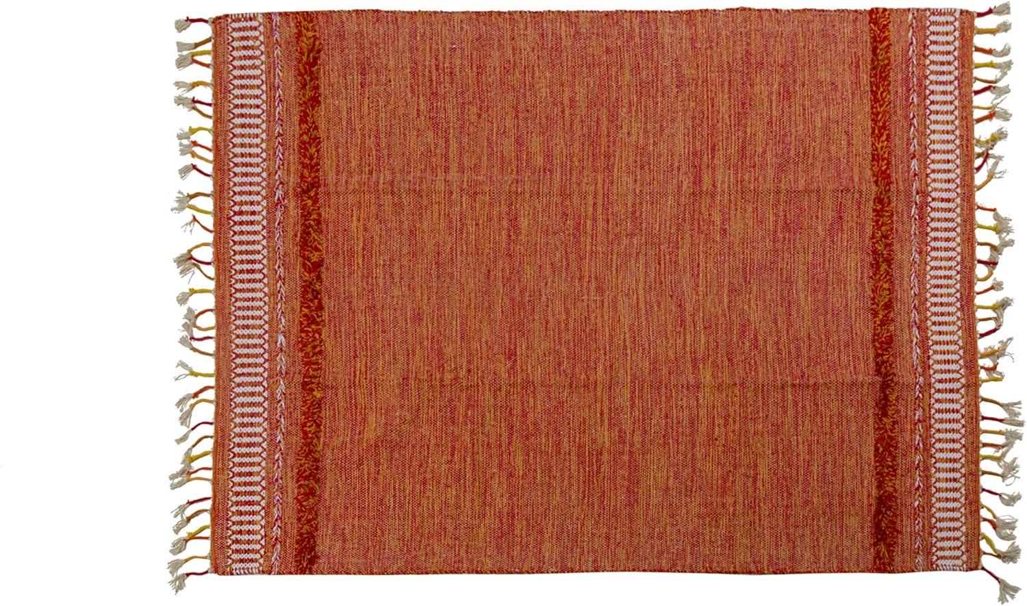 Dmora Moderner Boston-Teppich im Kelim-Stil, 100% Baumwolle, orange, 110x60cm Bild 1