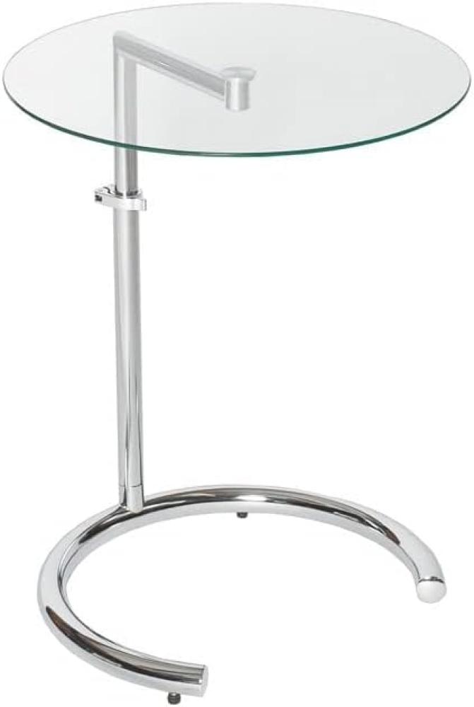 Design Beistelltisch Effect 50-70 cm Chrom Glas höhenverstellbar Tisch Glasplatte Glastisch Sofabutler Bild 1