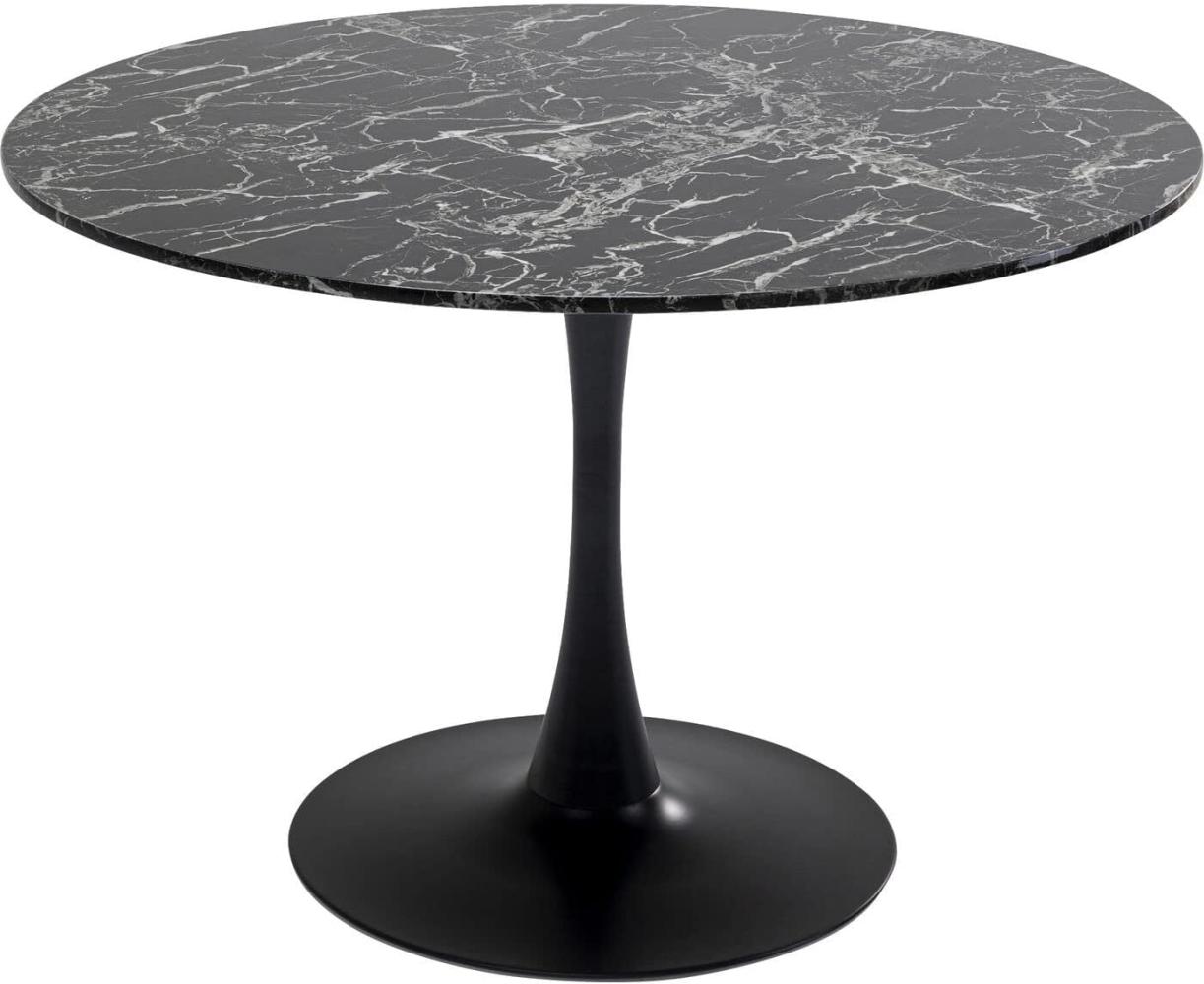 Kare Design Tisch Veneto Marmor, Schwarz, Ø110cm, Naturstein Mineralmarmor, Tischfuß Stahl, Esstisch für 4-6 Personen Bild 1