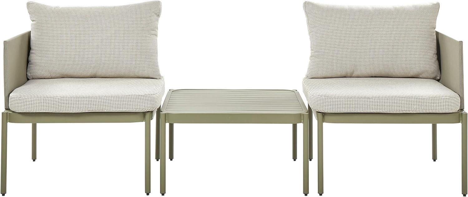 Lounge Set Aluminium olivgrün 2-Sitzer modular Auflagen olivgrün-weiß TERRACINA Bild 1