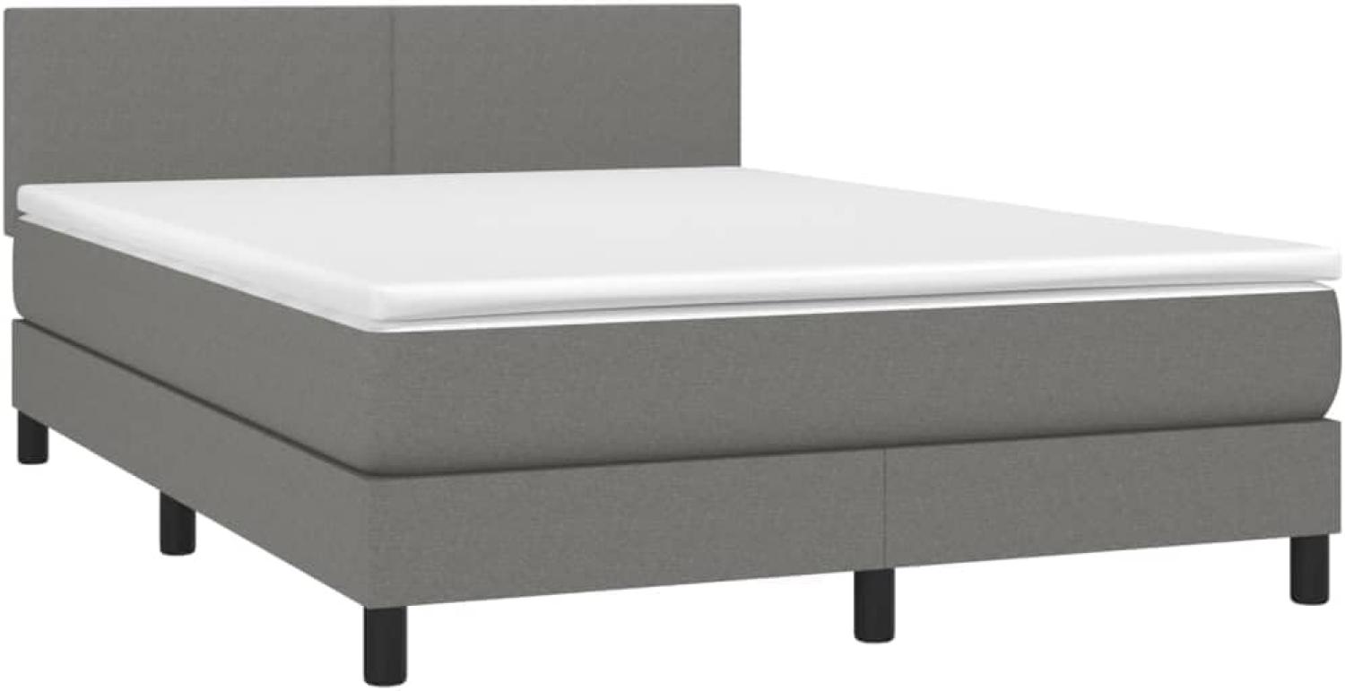 vidaXL Boxspringbett mit Matratze Dunkelgrau 140x200 cm Stoff Bild 1