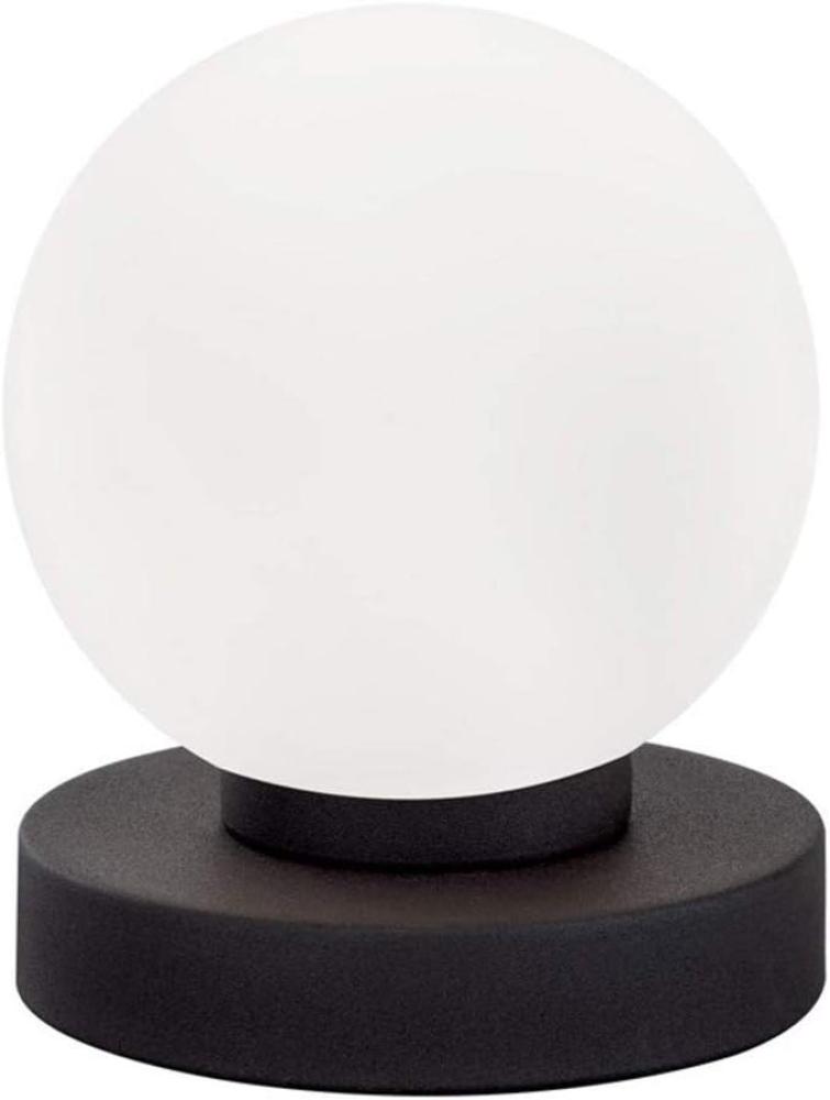 LED Tischleuchte Kugel Glasschirm Weiß Sockel Rost Optik Touch dimmbar, Ø12cm Bild 1