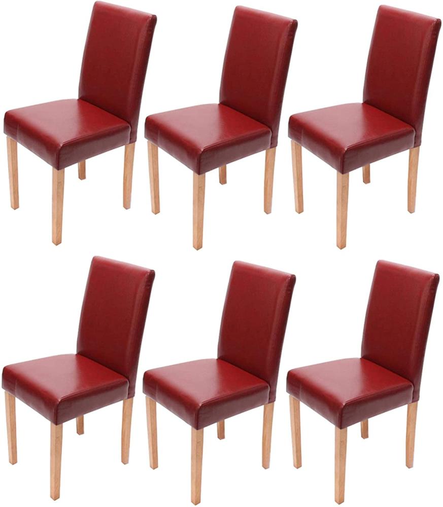 6er-Set Esszimmerstuhl Stuhl Küchenstuhl Littau ~ Kunstleder, rot, helle Beine Bild 1