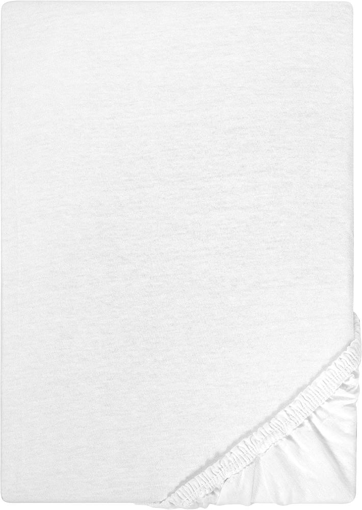 Biberna Jersey-Stretch Spannbettlaken Spannbetttuch 180x200 cm - 200x200 cm Weiß Bild 1
