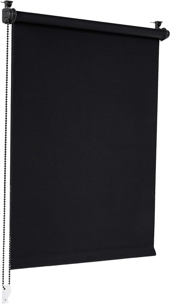 Verdunkelungsrollo Klemmfix ohne Bohren 100cm x 150cm Schwarz Verdunklungsrollo Fensterrollo Rollo Seitenzugrollo Klemmrollo für Fenster & Tür Bild 1