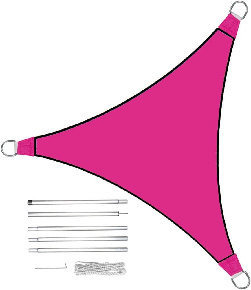 Sonnensegel Dreieck Pink 5m mit Stangenset für den Garten Bild 1