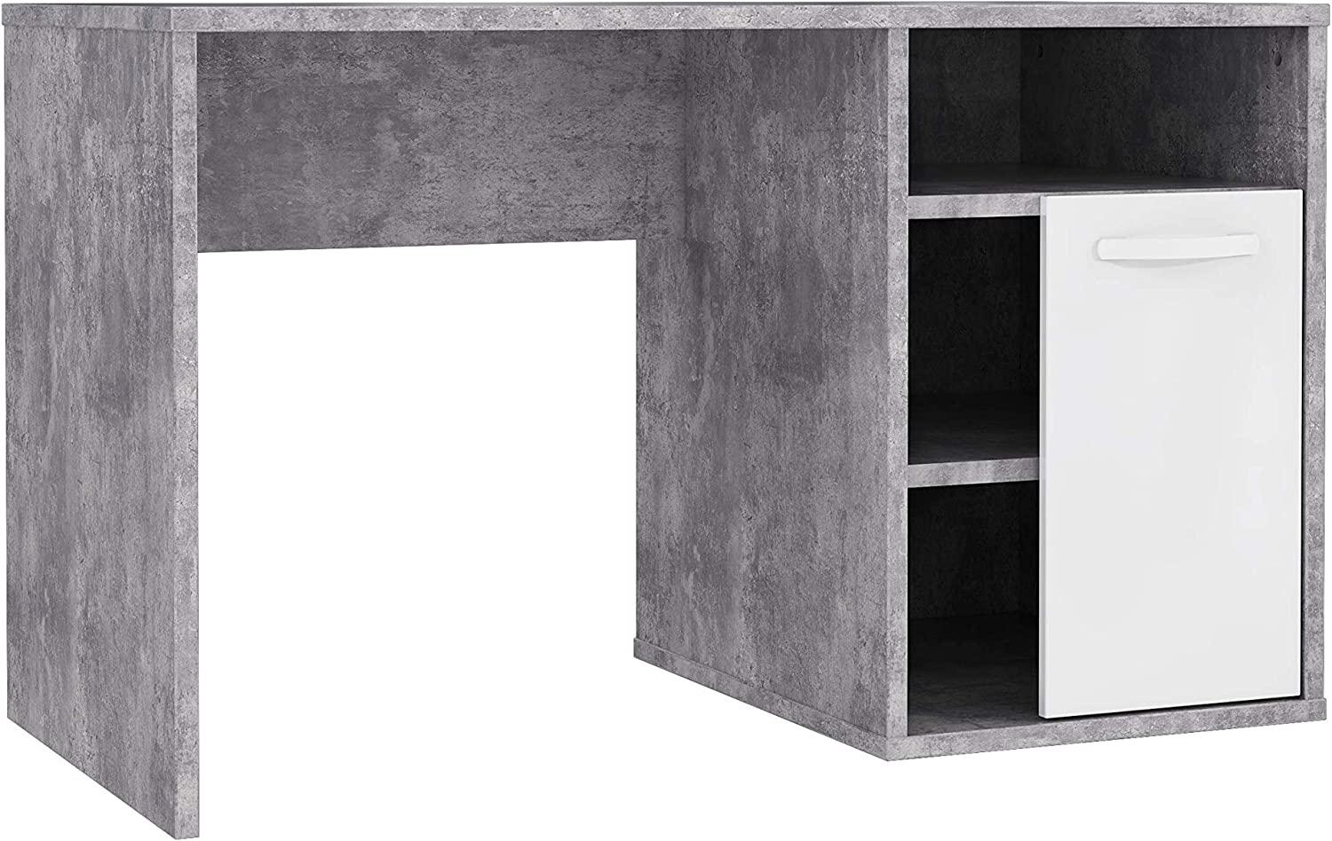'Canmore' Schreibtisch, weiß Hochglanz/ Beton grau, 73,5 x 60 x 120 cm Bild 1