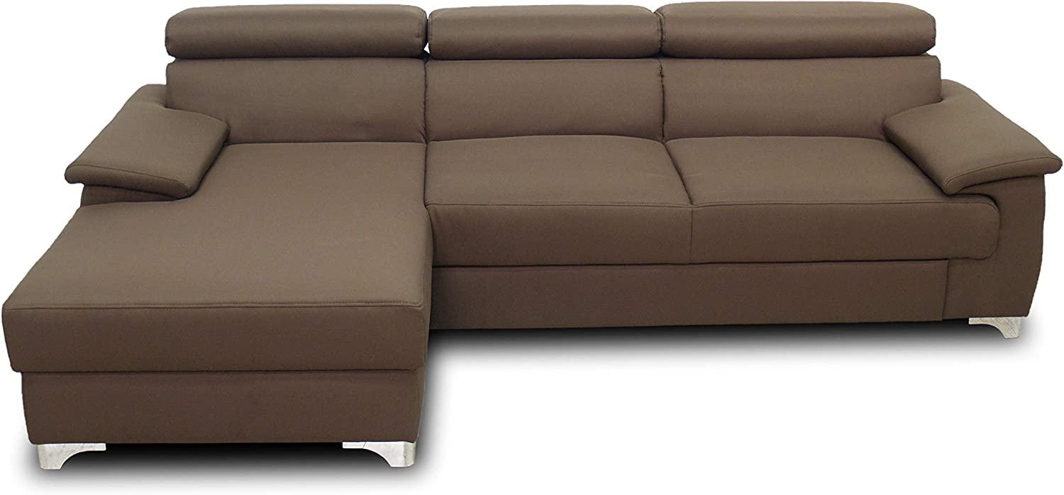 DOMO. collection Niria Ecksofa | Eckcouch mit Schlaffunktion und Rückenfunktion | Sofa L Form Couch, Schlafsofa, braun, 271x167x78 cm Bild 1