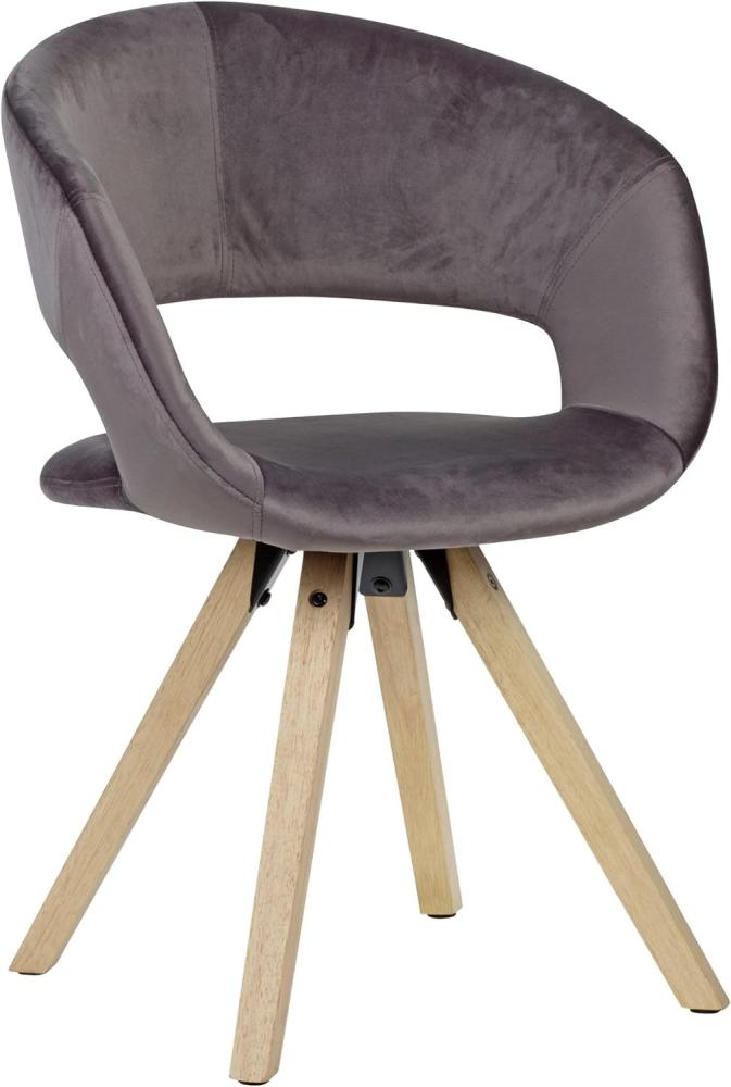 FineBuy Design Esszimmerstuhl Samt Modern | Küchenstuhl mit Lehne | Stuhl mit Holzfüßen | Polsterstuhl Maximalbelastbarkeit 110 kg dunkelgrau Bild 1