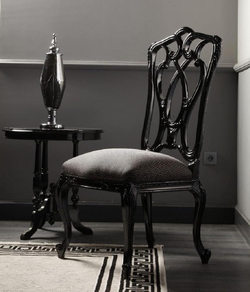Casa Padrino Luxus Barock Esszimmer Stuhl Grau / Schwarz H. 116 cm - Barock Esszimmer Möbel Bild 1