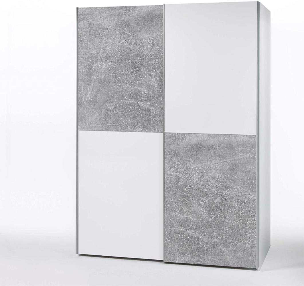 'Puls' Schwebetürenschrank, weiß/beton, Schachbrettoptik, ca. 170 cm Bild 1