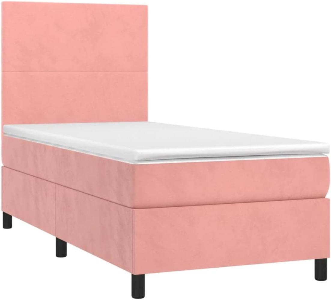 Boxspringbett mit Matratze & LED Rosa 90x190 cm Samt (Farbe: Rosa) Bild 1