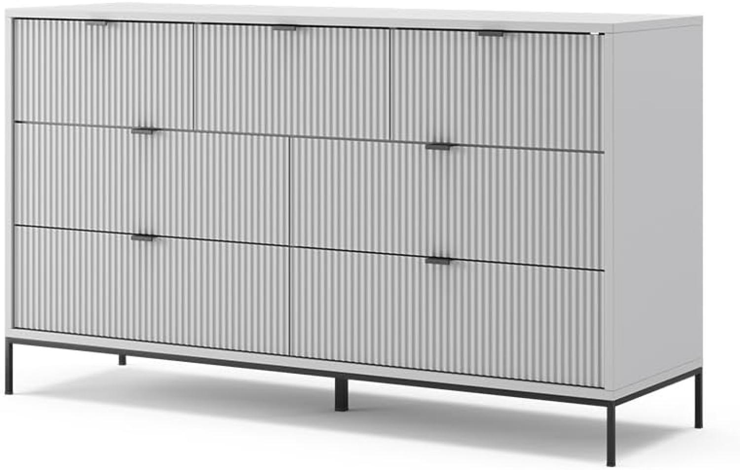 Vicco Sideboard Eliza 140 x 42 cm, Grau, Wohnzimmerschrank mit 7 Schubladen Bild 1
