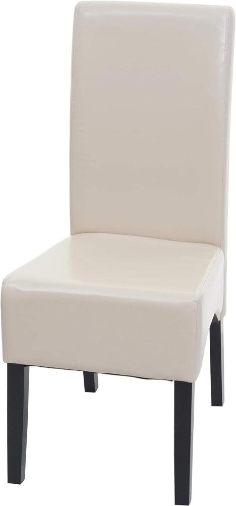 Esszimmerstuhl Latina, Küchenstuhl Stuhl, Leder ~ creme, dunkle Beine Bild 1